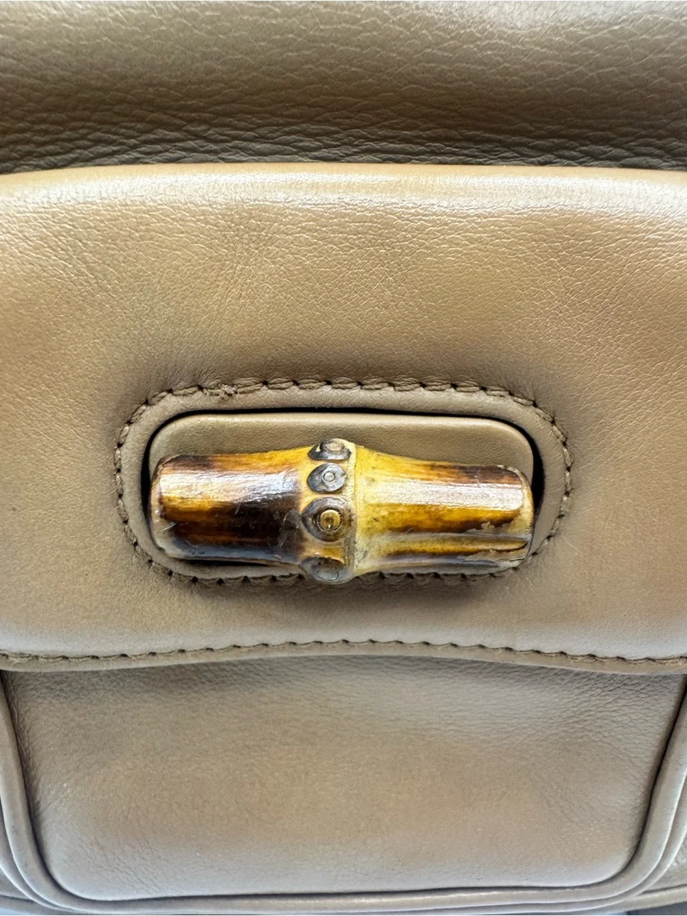 Gucci Tan Leather Backpack with Bamboo Handle with Authenticity